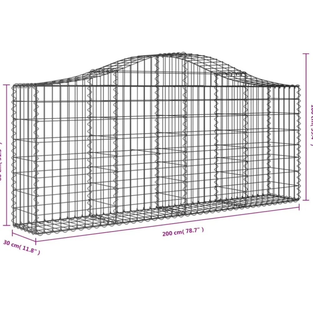 Clearance FinePRICE Kaareva kivikori 200x50x40/60 cm galvanoitua rautaa