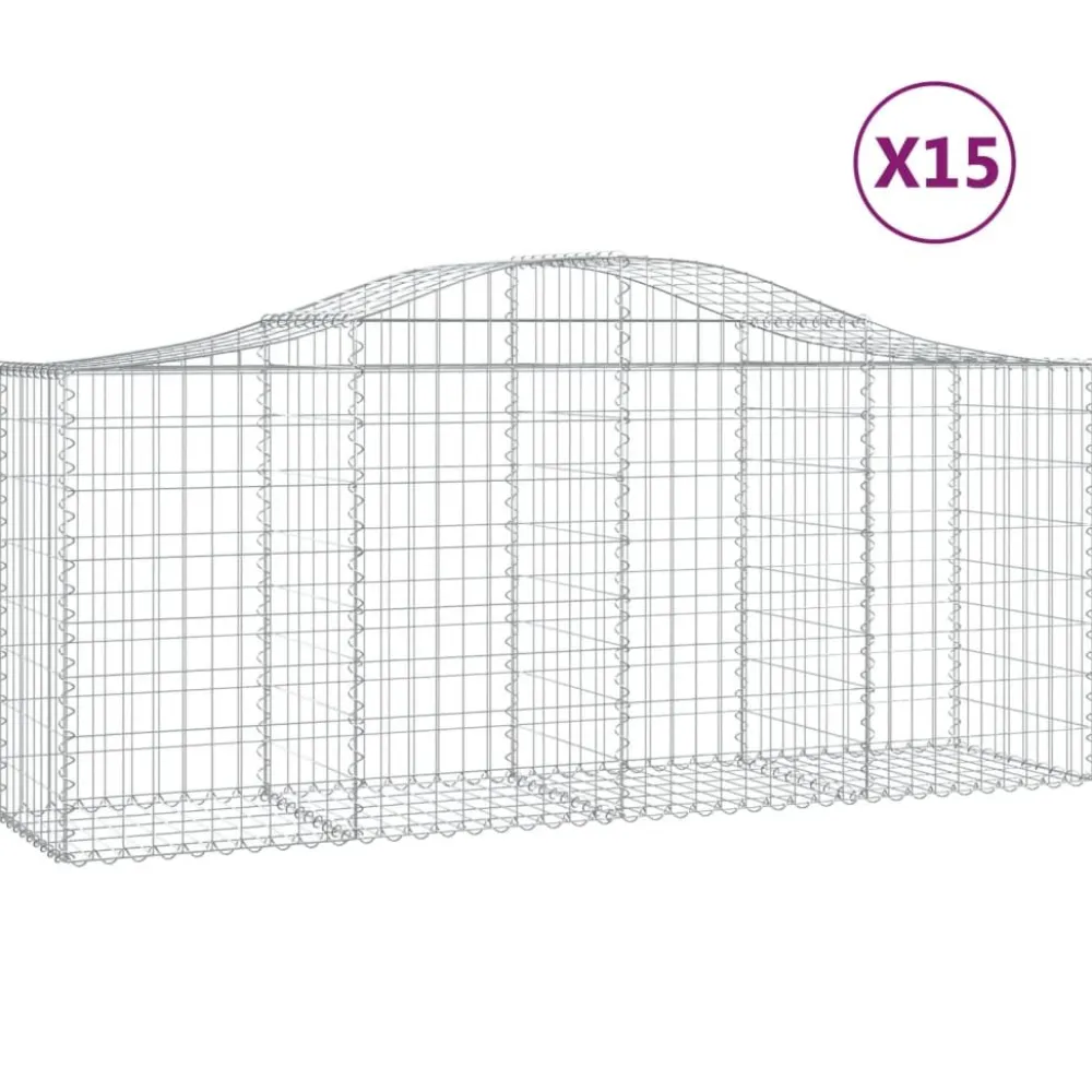 Clearance FinePRICE Kaareva kivikori 200x50x40/60 cm galvanoitua rautaa