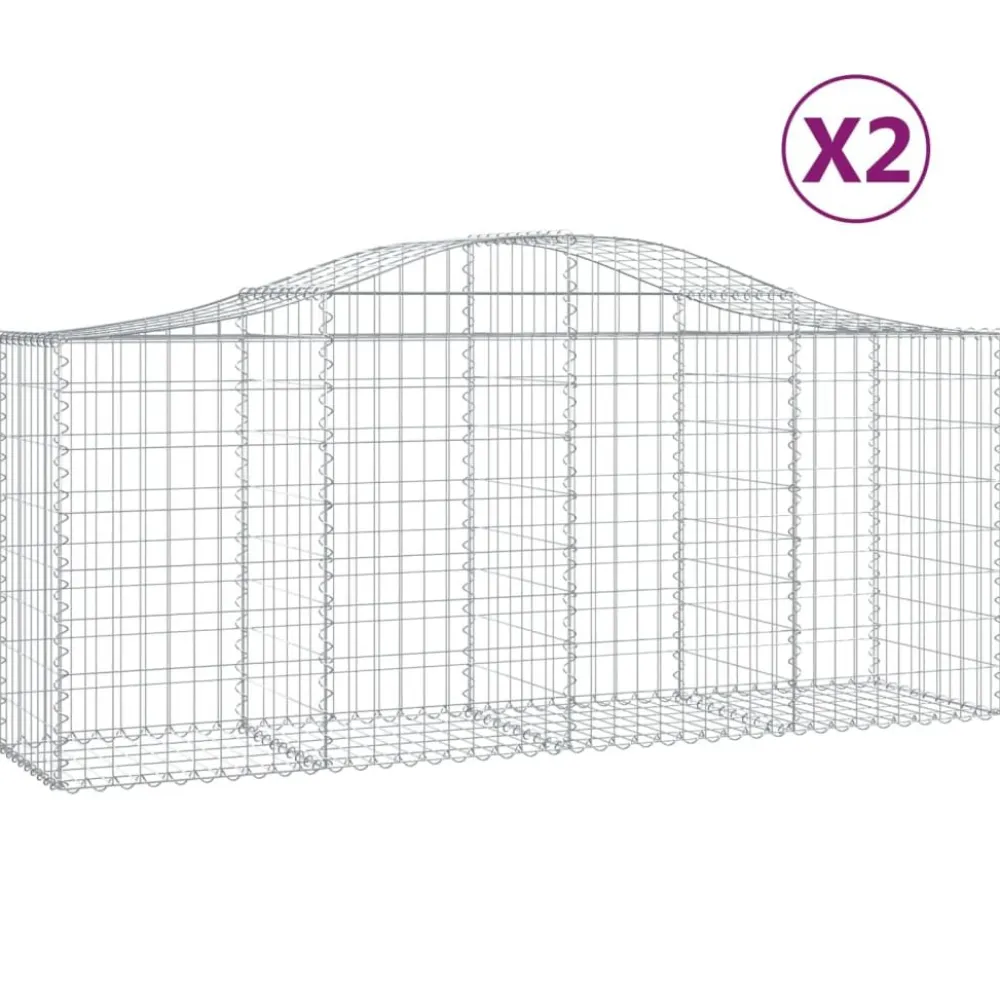 Clearance FinePRICE Kaareva kivikori 200x50x40/60 cm galvanoitua rautaa