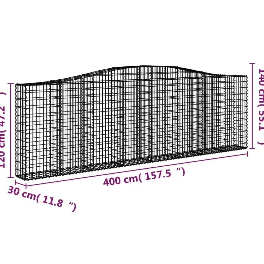 Clearance FinePRICE Kaareva kivikori 200x50x40/60 cm galvanoitua rautaa
