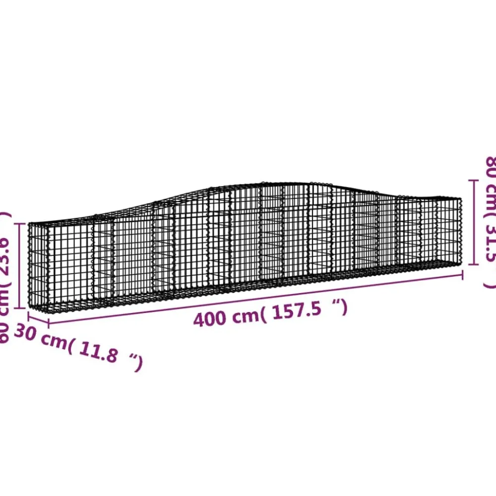 Clearance FinePRICE Kaareva kivikori 200x50x40/60 cm galvanoitua rautaa