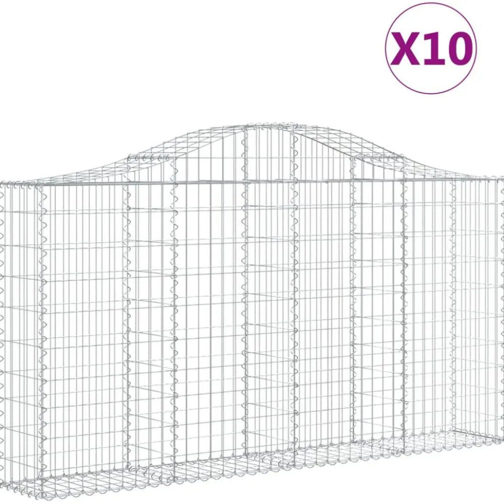 Clearance FinePRICE Kaareva kivikori 200x50x40/60 cm galvanoitua rautaa