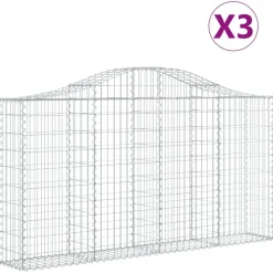 Clearance FinePRICE Kaareva kivikori 200x50x40/60 cm galvanoitua rautaa