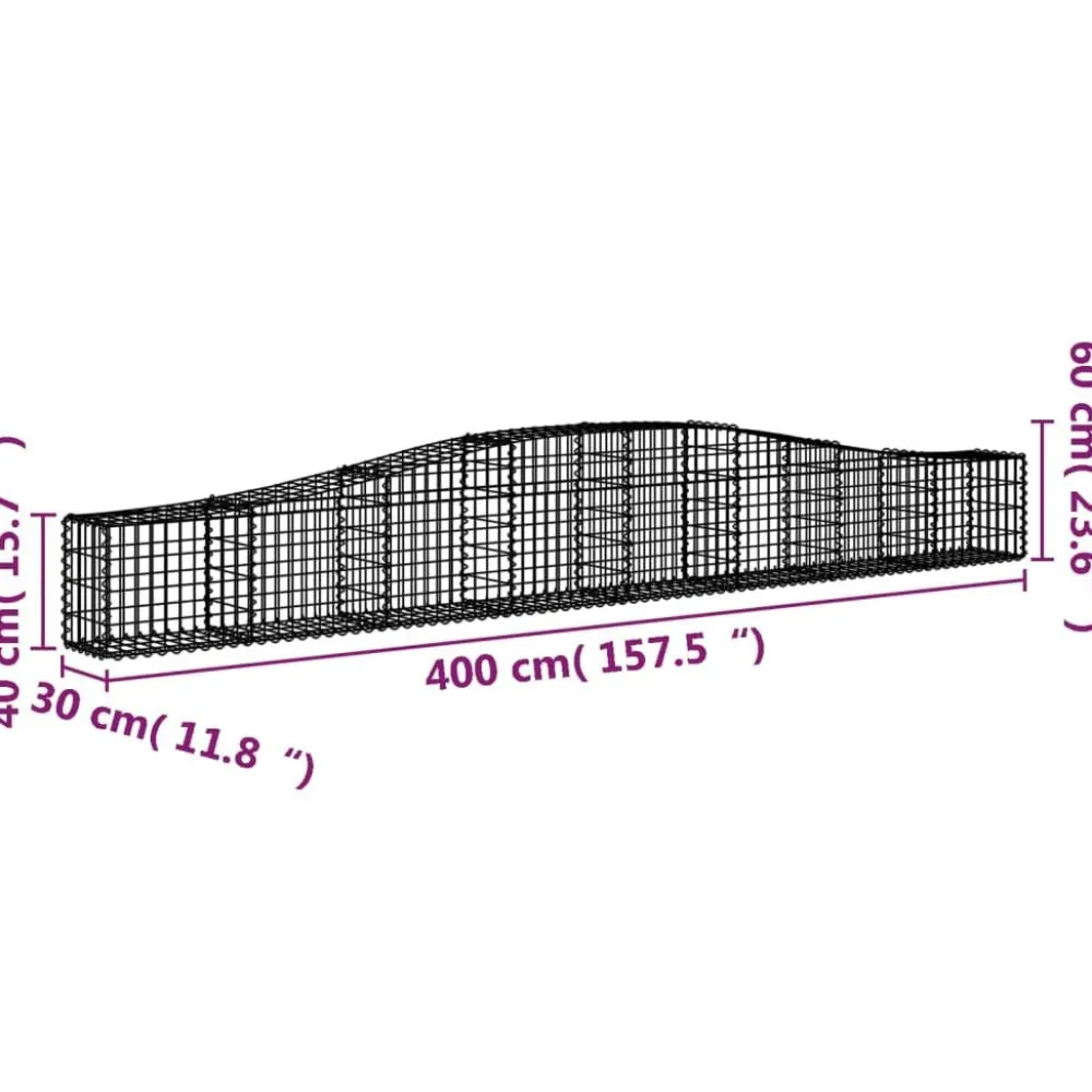 Clearance FinePRICE Kaareva kivikori 200x50x40/60 cm galvanoitua rautaa