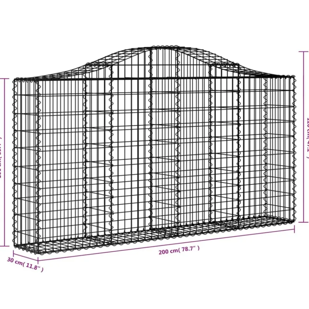 Clearance FinePRICE Kaareva kivikori 200x50x40/60 cm galvanoitua rautaa