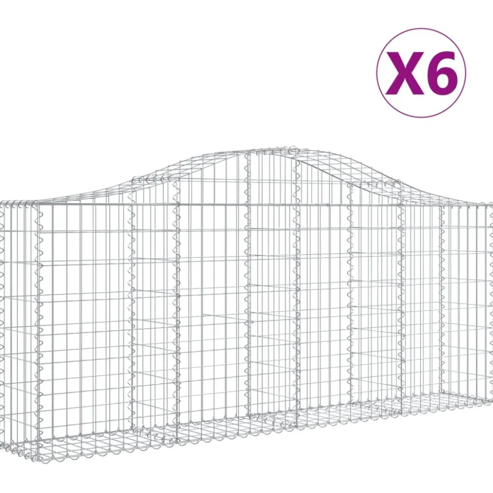 Clearance FinePRICE Kaareva kivikori 200x50x40/60 cm galvanoitua rautaa
