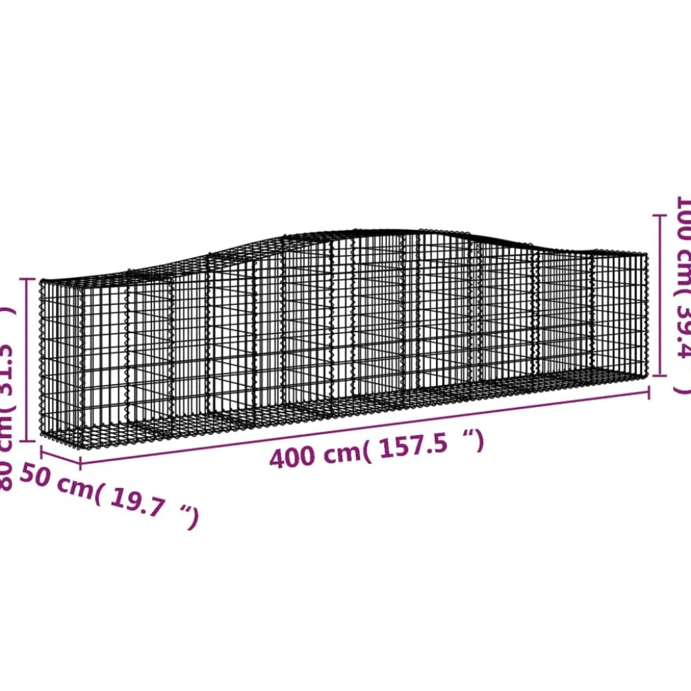 Clearance FinePRICE Kaareva kivikori 200x50x40/60 cm galvanoitua rautaa
