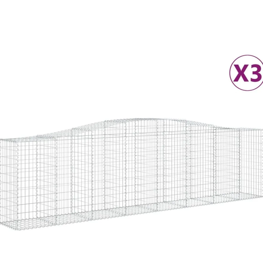 Clearance FinePRICE Kaareva kivikori 200x50x40/60 cm galvanoitua rautaa