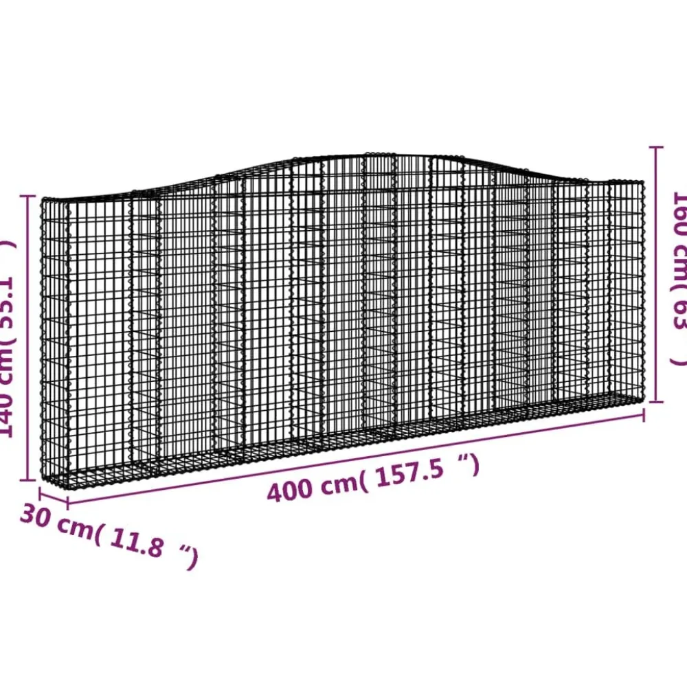 Clearance FinePRICE Kaareva kivikori 200x50x40/60 cm galvanoitua rautaa