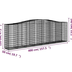 Clearance FinePRICE Kaareva kivikori 200x50x40/60 cm galvanoitua rautaa