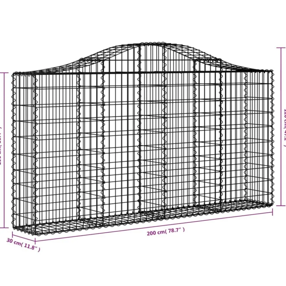 Clearance FinePRICE Kaareva kivikori 200x50x40/60 cm galvanoitua rautaa