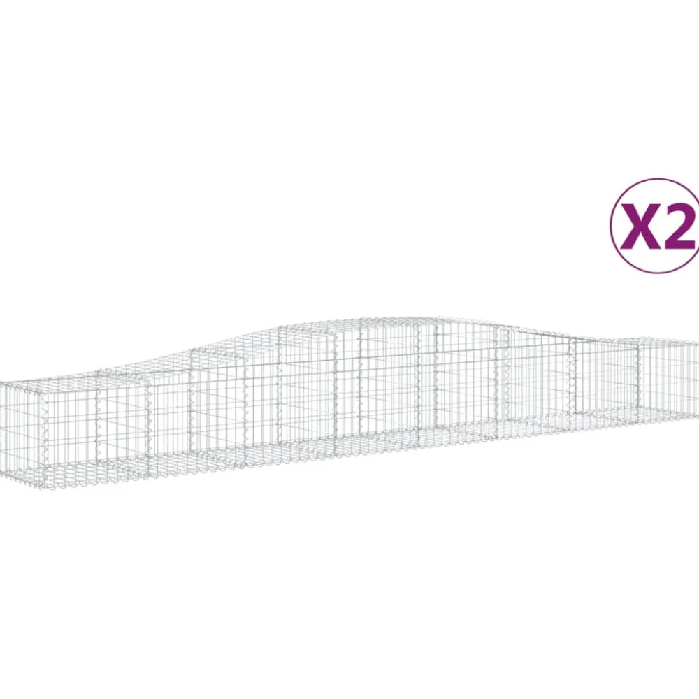 Clearance FinePRICE Kaareva kivikori 200x50x40/60 cm galvanoitua rautaa