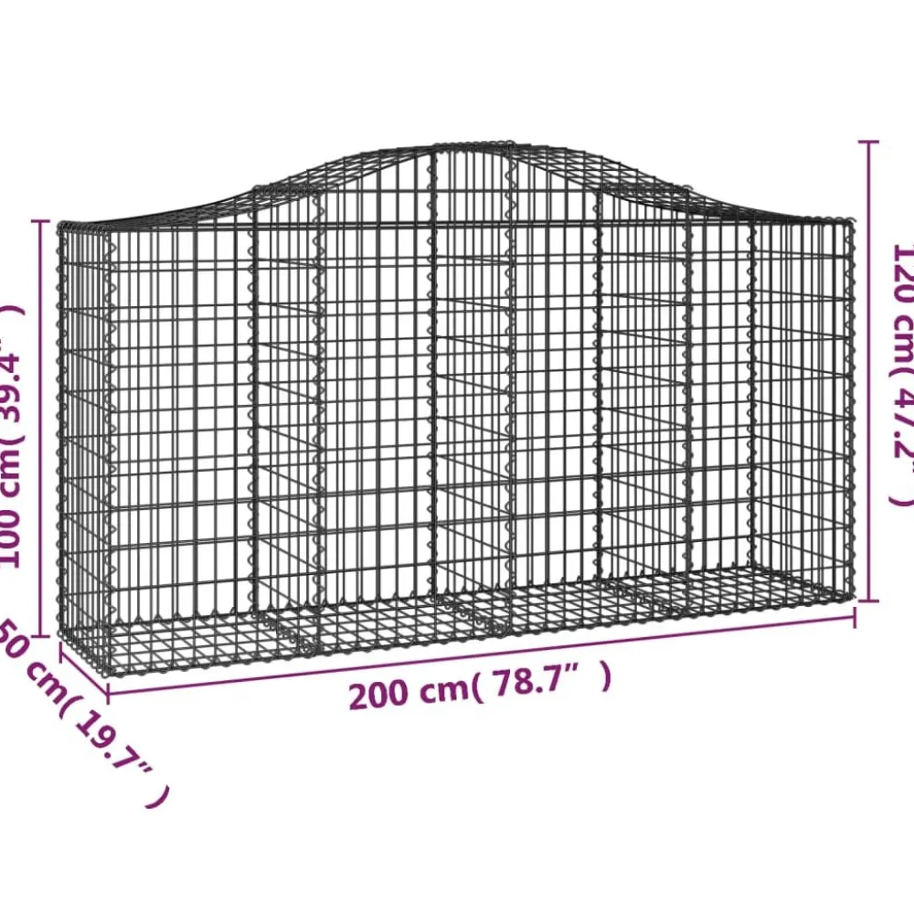 Clearance FinePRICE Kaareva kivikori 200x50x40/60 cm galvanoitua rautaa