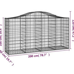 Clearance FinePRICE Kaareva kivikori 200x50x40/60 cm galvanoitua rautaa