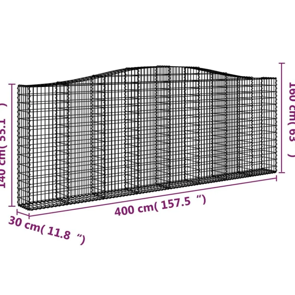 Clearance FinePRICE Kaareva kivikori 200x50x40/60 cm galvanoitua rautaa