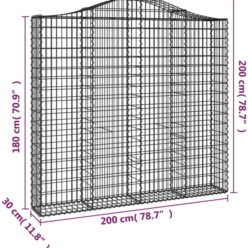 Clearance FinePRICE Kaareva kivikori 200x50x40/60 cm galvanoitua rautaa