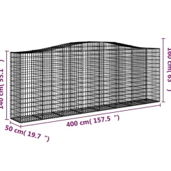 Clearance FinePRICE Kaareva kivikori 200x50x40/60 cm galvanoitua rautaa