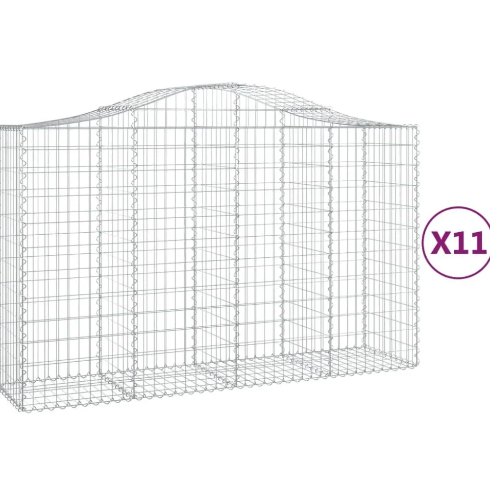 Clearance FinePRICE Kaareva kivikori 200x50x40/60 cm galvanoitua rautaa