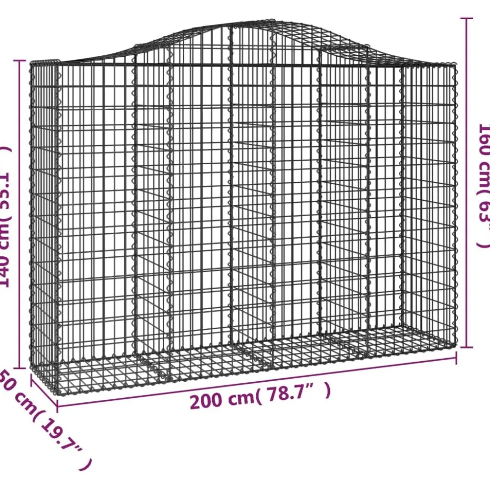 Clearance FinePRICE Kaareva kivikori 200x50x40/60 cm galvanoitua rautaa
