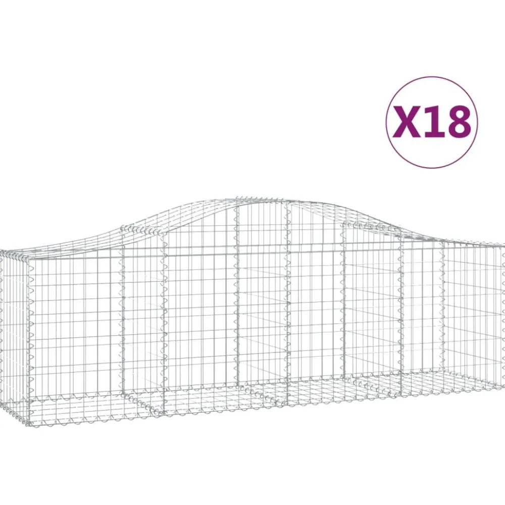 Clearance FinePRICE Kaareva kivikori 200x50x40/60 cm galvanoitua rautaa