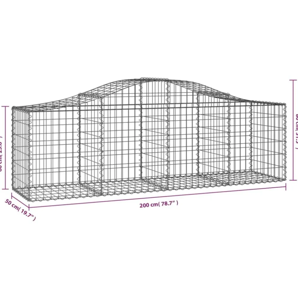 Clearance FinePRICE Kaareva kivikori 200x50x40/60 cm galvanoitua rautaa