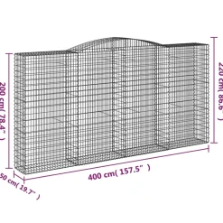 Best FinePRICE Kaareva kivikori 200x30x140/160 cm galvanoitu rauta (53487)