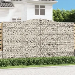 Best FinePRICE Kaareva kivikori 200x30x140/160 cm galvanoitu rauta (53487)