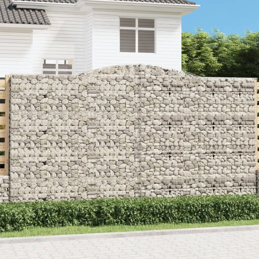 Best FinePRICE Kaareva kivikori 200x30x140/160 cm galvanoitu rauta (53487)