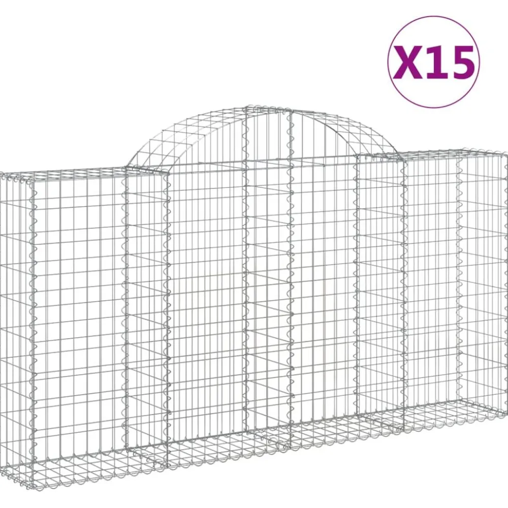 Best FinePRICE Kaareva kivikori 200x30x140/160 cm galvanoitu rauta (53487)
