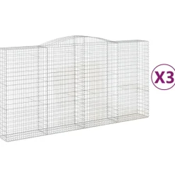 Best FinePRICE Kaareva kivikori 200x30x140/160 cm galvanoitu rauta (53487)