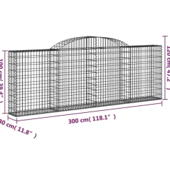 Best FinePRICE Kaareva kivikori 200x30x140/160 cm galvanoitu rauta (53487)