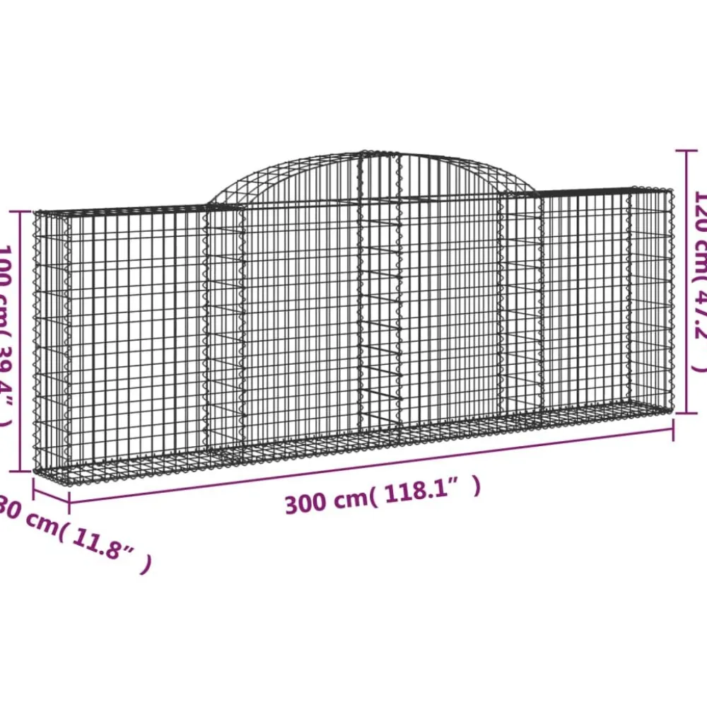 Best FinePRICE Kaareva kivikori 200x30x140/160 cm galvanoitu rauta (53487)