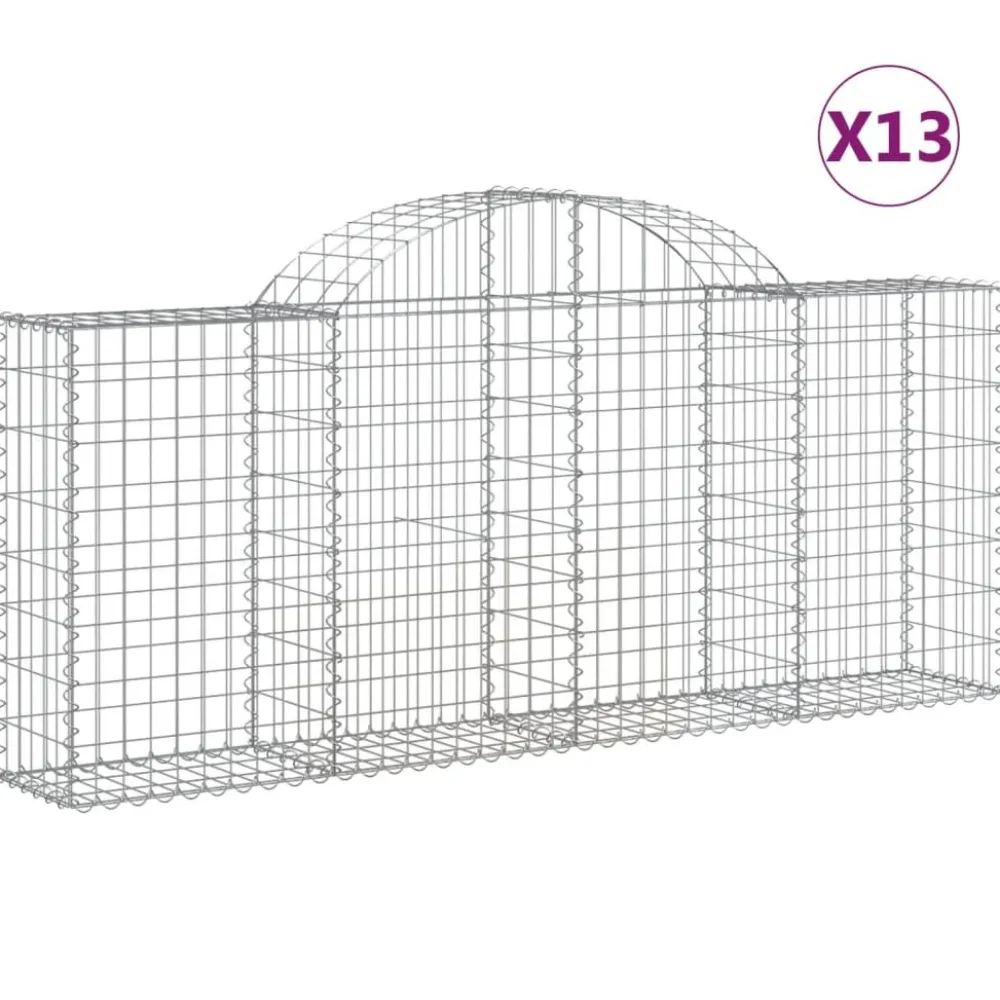 Best FinePRICE Kaareva kivikori 200x30x140/160 cm galvanoitu rauta (53487)