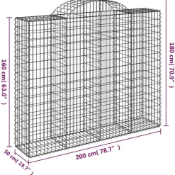 Best FinePRICE Kaareva kivikori 200x30x140/160 cm galvanoitu rauta (53487)
