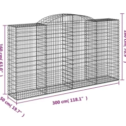 Best FinePRICE Kaareva kivikori 200x30x140/160 cm galvanoitu rauta (53487)