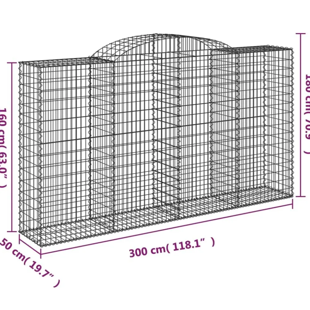 Best FinePRICE Kaareva kivikori 200x30x140/160 cm galvanoitu rauta (53487)