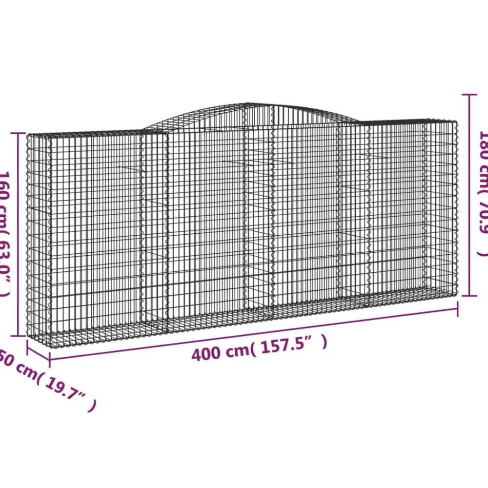 Best FinePRICE Kaareva kivikori 200x30x140/160 cm galvanoitu rauta (53487)
