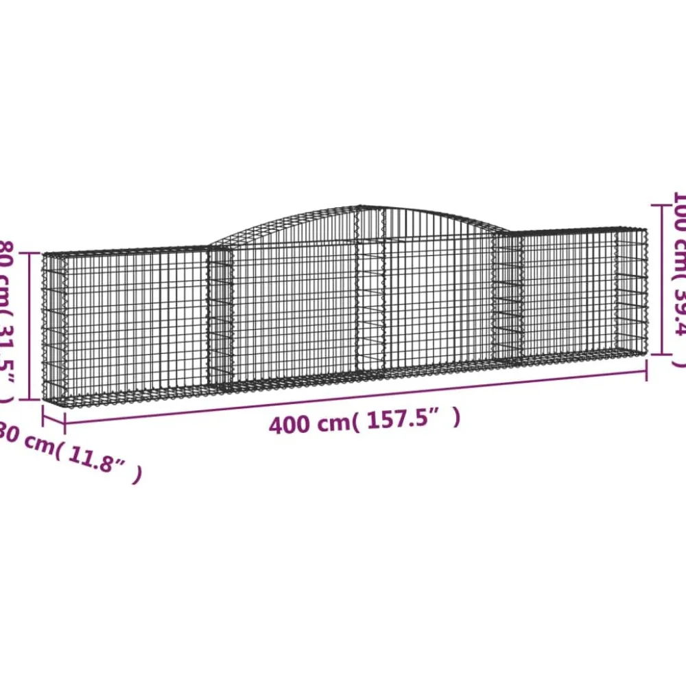 Best FinePRICE Kaareva kivikori 200x30x140/160 cm galvanoitu rauta (53487)