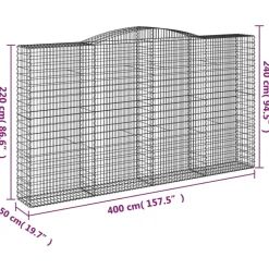 Best FinePRICE Kaareva kivikori 200x30x140/160 cm galvanoitu rauta (53487)