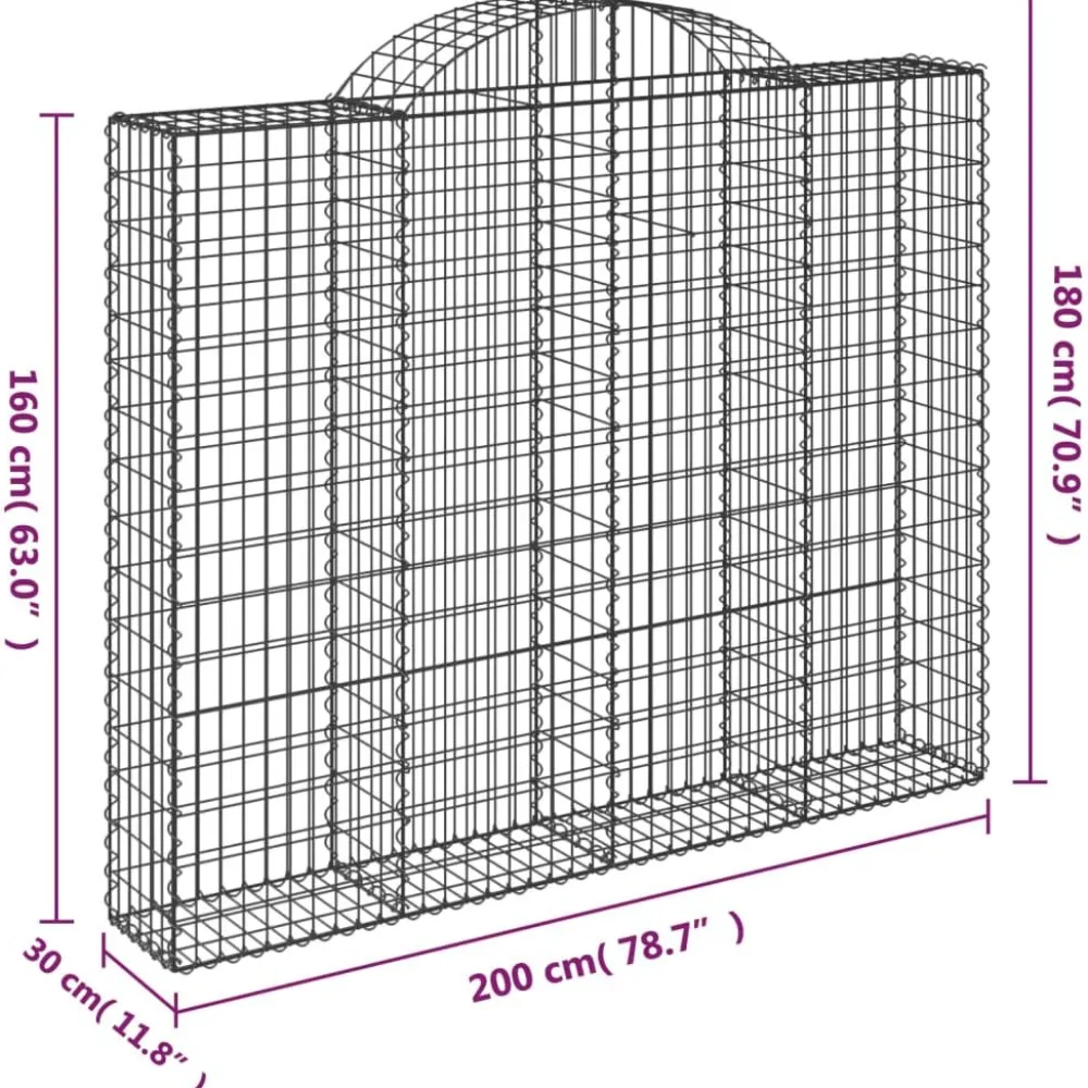 Best FinePRICE Kaareva kivikori 200x30x140/160 cm galvanoitu rauta (53487)