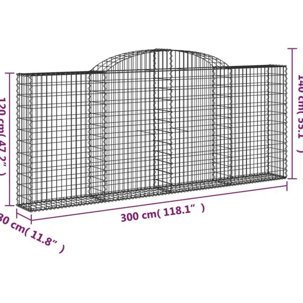 Best FinePRICE Kaareva kivikori 200x30x140/160 cm galvanoitu rauta (53487)