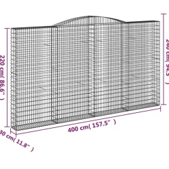 Best FinePRICE Kaareva kivikori 200x30x140/160 cm galvanoitu rauta (53487)