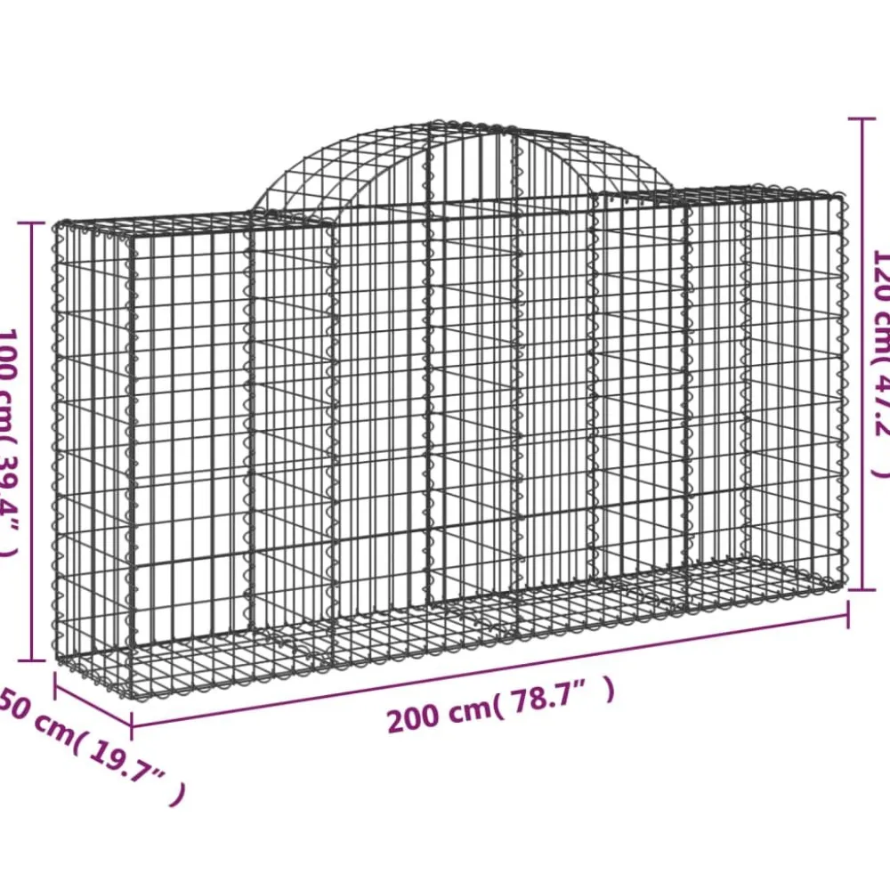 Best FinePRICE Kaareva kivikori 200x30x140/160 cm galvanoitu rauta (53487)
