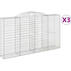 Best FinePRICE Kaareva kivikori 200x30x140/160 cm galvanoitu rauta (53487)