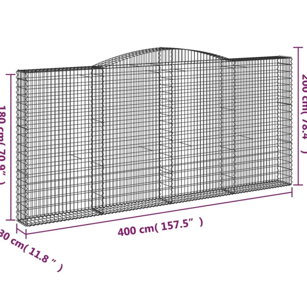 Best FinePRICE Kaareva kivikori 200x30x140/160 cm galvanoitu rauta (53487)