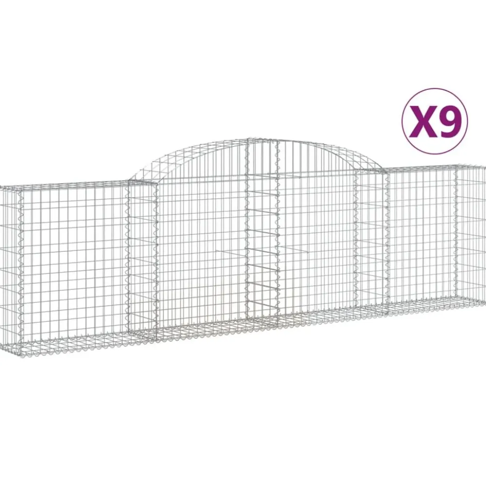 Best FinePRICE Kaareva kivikori 200x30x140/160 cm galvanoitu rauta (53487)