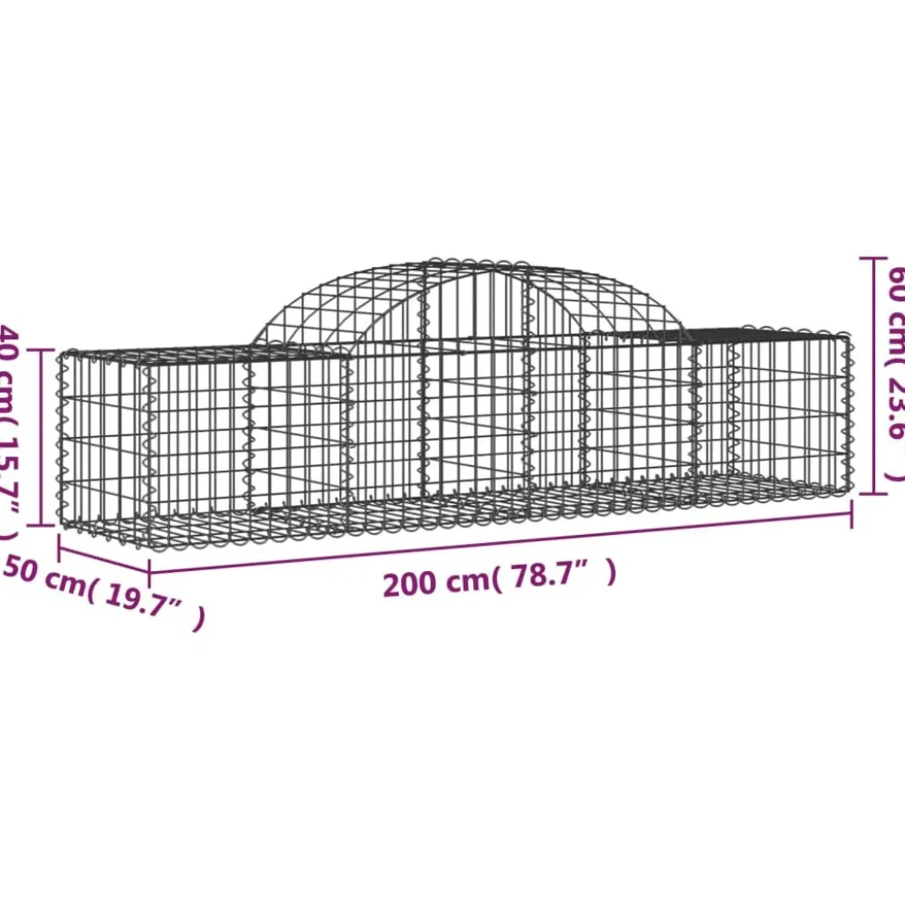 Best FinePRICE Kaareva kivikori 200x30x140/160 cm galvanoitu rauta (53487)