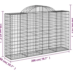 Best FinePRICE Kaareva kivikori 200x30x140/160 cm galvanoitu rauta (53487)