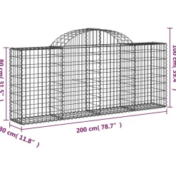 Best FinePRICE Kaareva kivikori 200x30x140/160 cm galvanoitu rauta (53487)