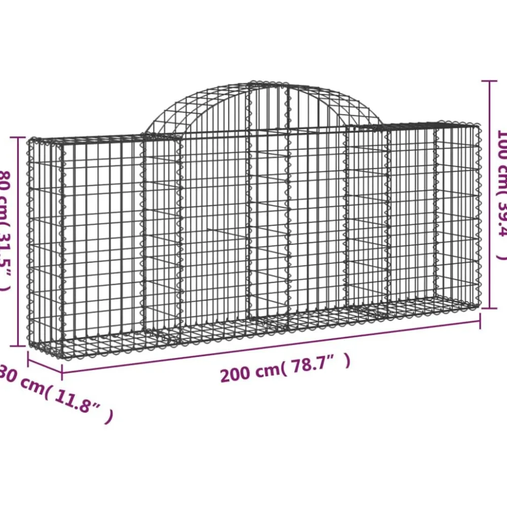 Best FinePRICE Kaareva kivikori 200x30x140/160 cm galvanoitu rauta (53487)